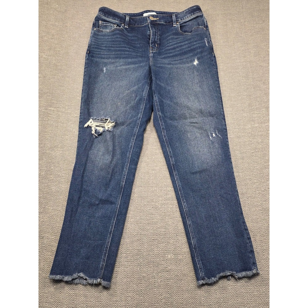 Lane Bryant Size 14 High Rise‎ Girlfriend Straight Jeans Flex Magic Distressed